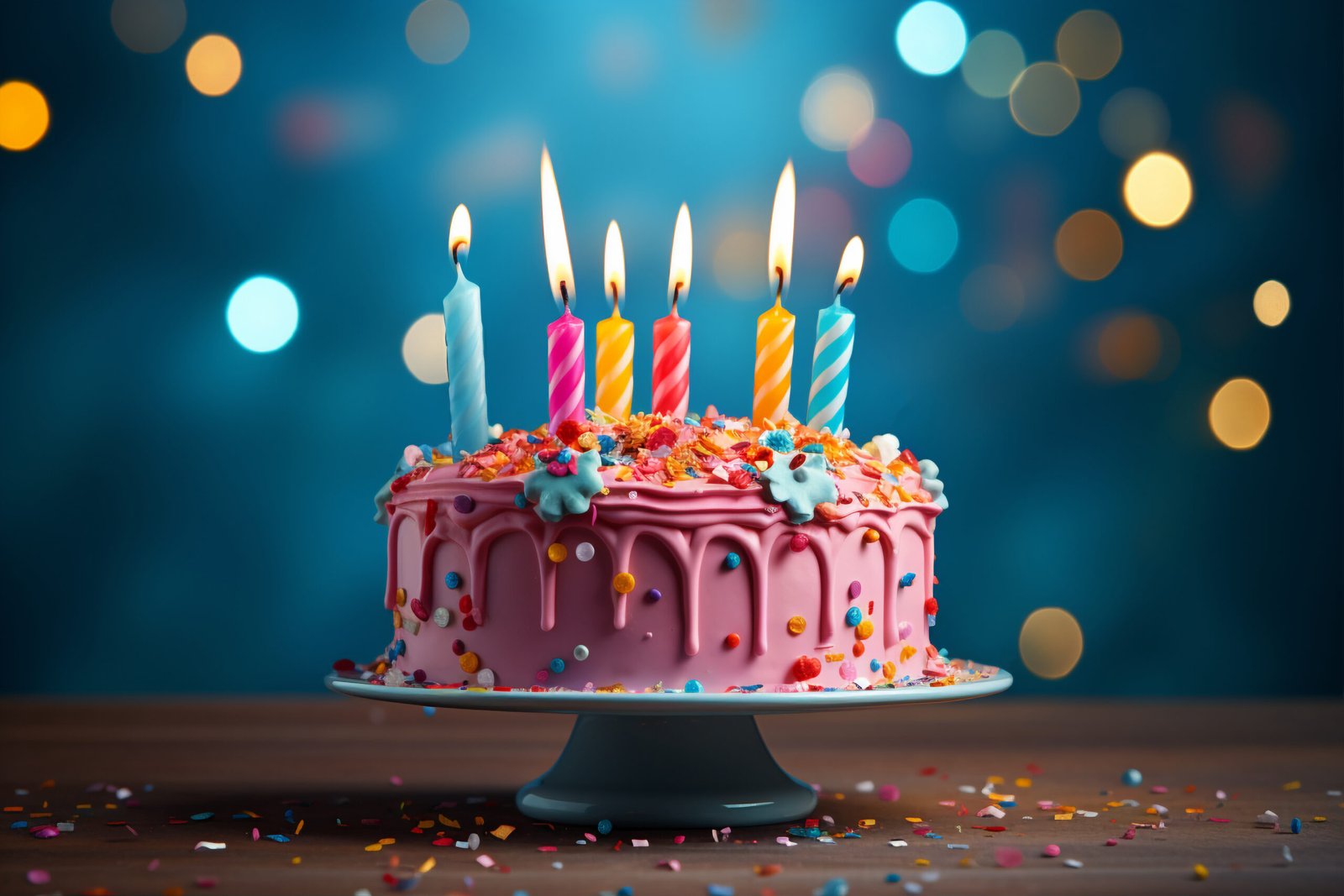 delicious birthday cake with candles scaled